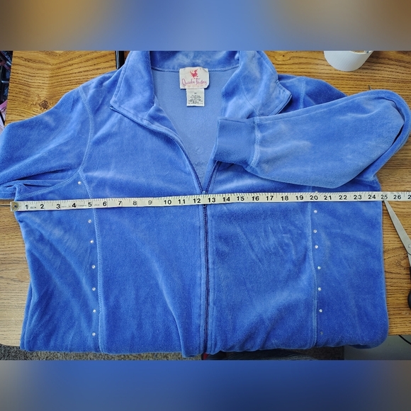 Cotton Velvet Quacker Factory Women's Full Zip Sweatshirt rhinestone, Size 1X, - Picture 4 of 16